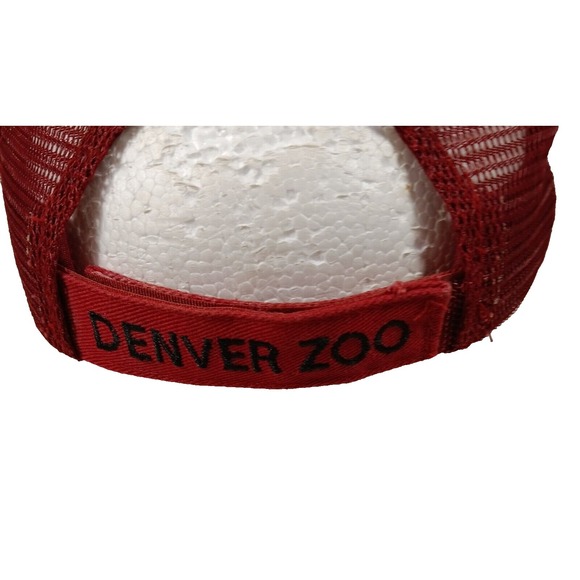 Denver Zoo Rhino Cap Mesh Back Red & Black Baseball Sports Hook & Loop Hat - Picture 7 of 8